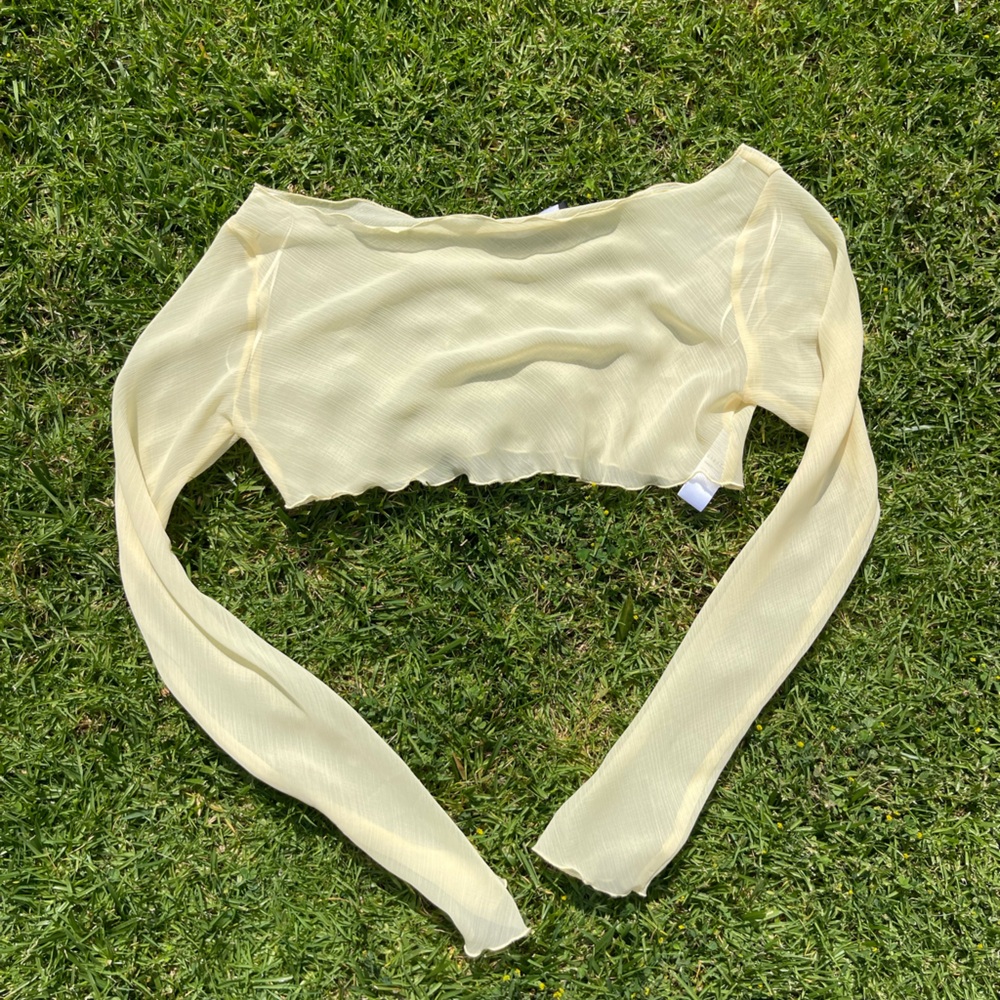 Lioness Sheer Light Yellow Long Sleeve Top